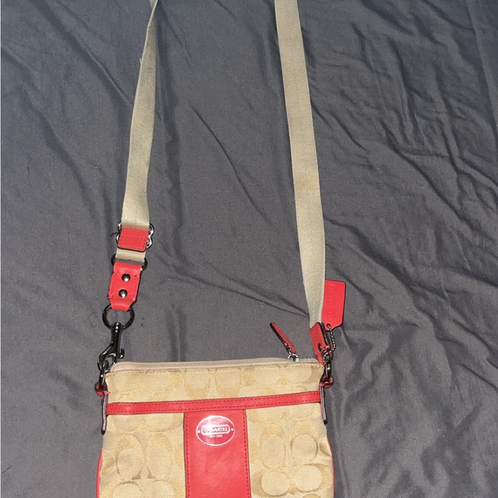 TWO Coach Pink and Beige Signature Crossbody Bags - Picture 2 of 6